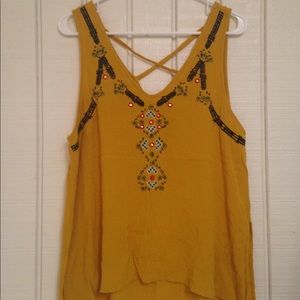 Women's Mustard Yellow Sleeveless Top